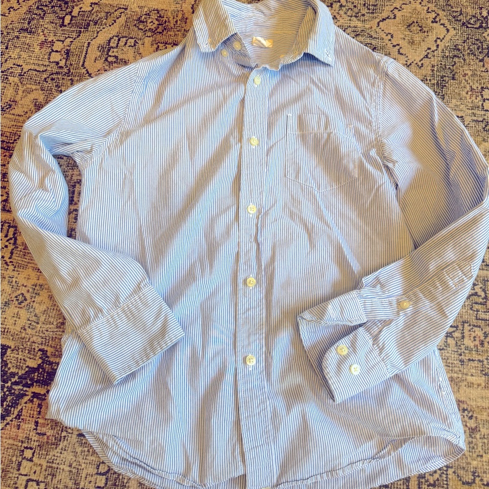 Boys Jcrew Crewcuts Blue/White Striped Collared Shirt 10